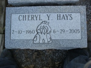 Hays Gray Gras Marker With Flat Carved Dog pol top