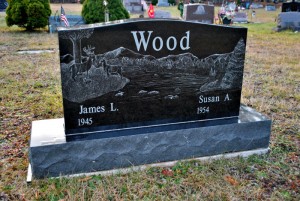 Wood Grave stone With Etching